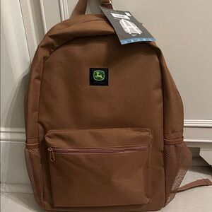 John Deere Brown Backpack with Front Pocket